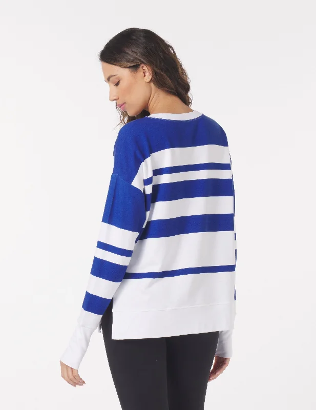 Lounge Long Sleeve: Monaco Blue/White Variegated Stripes