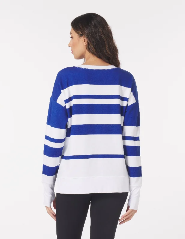 Lounge Long Sleeve: Monaco Blue/White Variegated Stripes