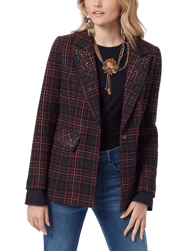 Margot Womens Denim Single Breasted One-Button Blazer