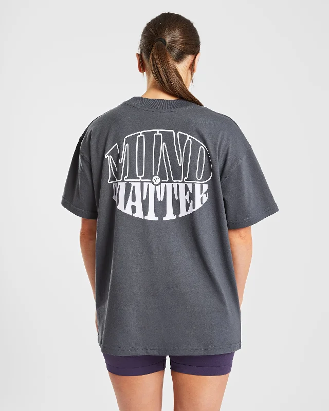 Mind Over Matter Oversized T Shirt - Charcoal/Lilac