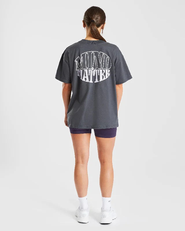 Mind Over Matter Oversized T Shirt - Charcoal/Lilac