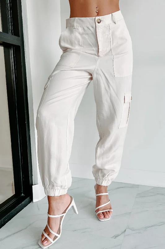 More To The Story Linen Joggers (Bone)