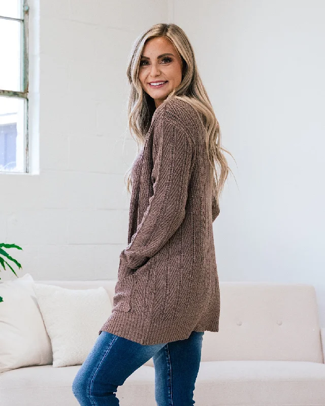 Textured Open Front Cardigan - Cappuccino