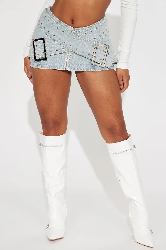 Next Rated Denim Micro Mini Skirt - Light Wash