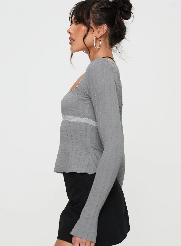 Noir Long Sleeve Top Grey