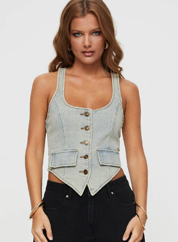 Nyc Denim Halter Top Light Wash