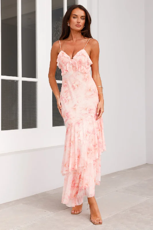 One Love Mesh Maxi Dress Pink