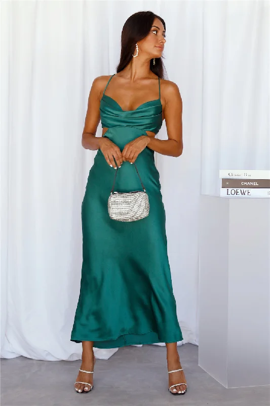 Purely Formed Satin Maxi Dress Green