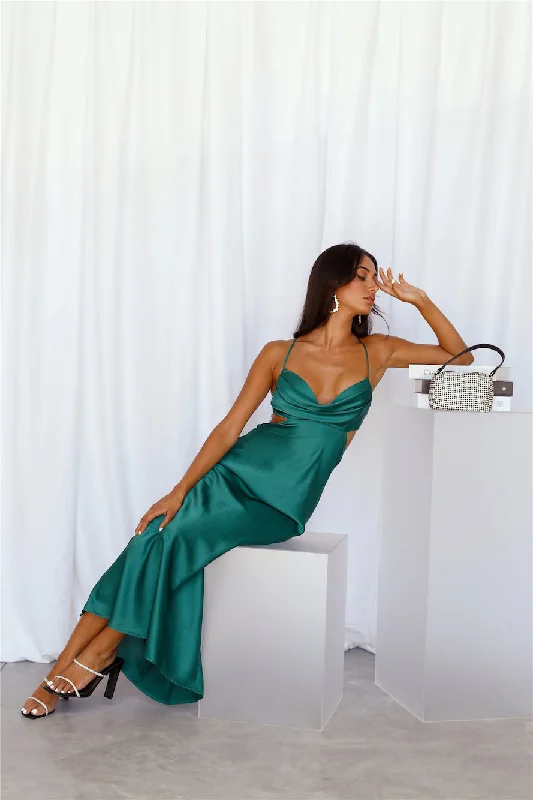 Purely Formed Satin Maxi Dress Green