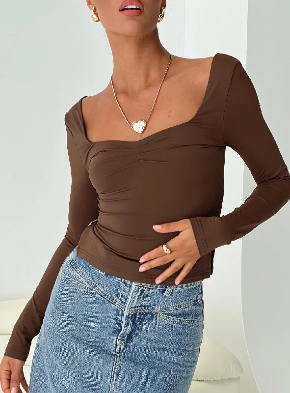 Rehna Long Sleeve Top Brown