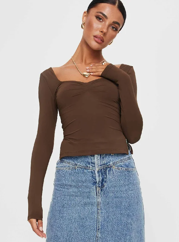 Rehna Long Sleeve Top Brown