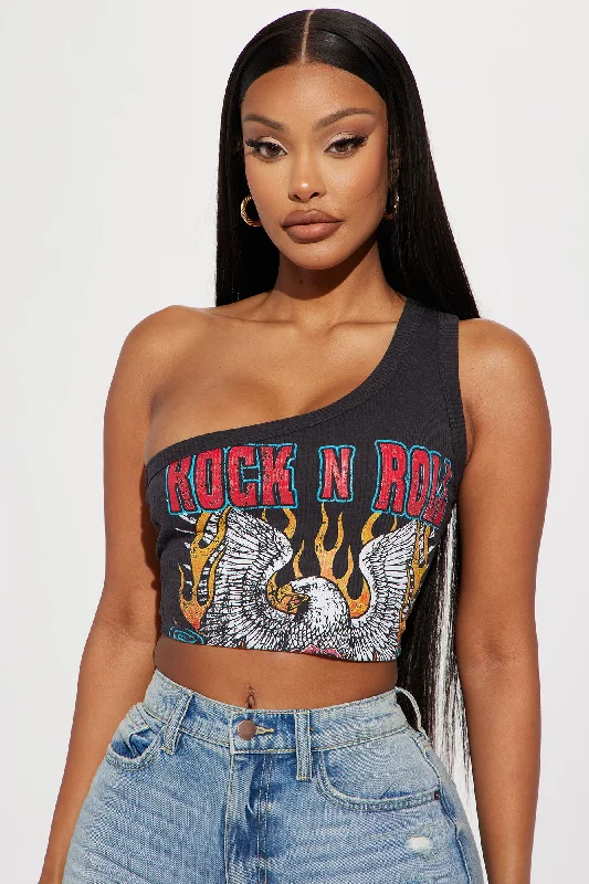 Rock N Roll Crop Top - Charcoal