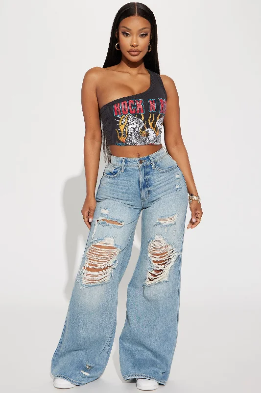 Rock N Roll Crop Top - Charcoal