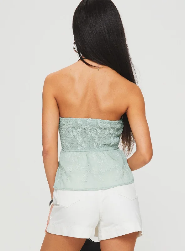 Rosenberg Strapless Top Green