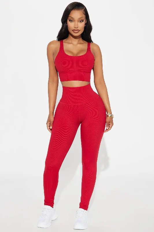 Serenity Ribbed Bra Top - Red