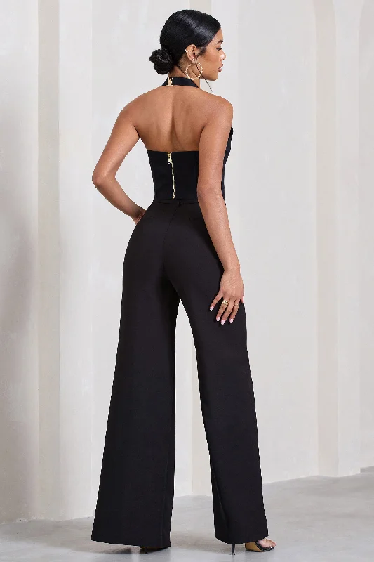 Signature | Black Split Wide-Leg Tailored Trousers