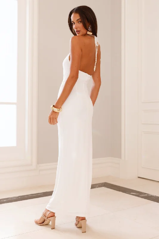 South Of France Halter Maxi Dress White