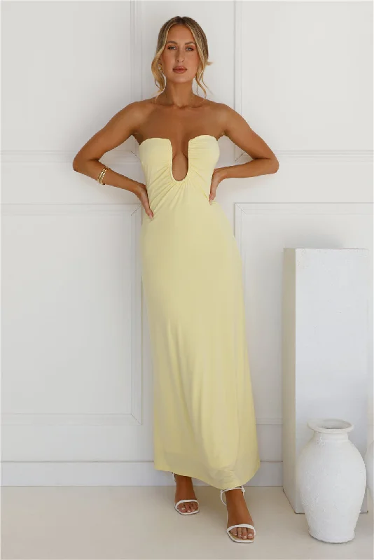 Temperature Rising Strapless Maxi Dress Yellow