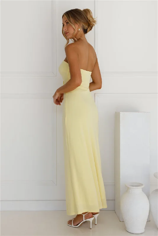 Temperature Rising Strapless Maxi Dress Yellow