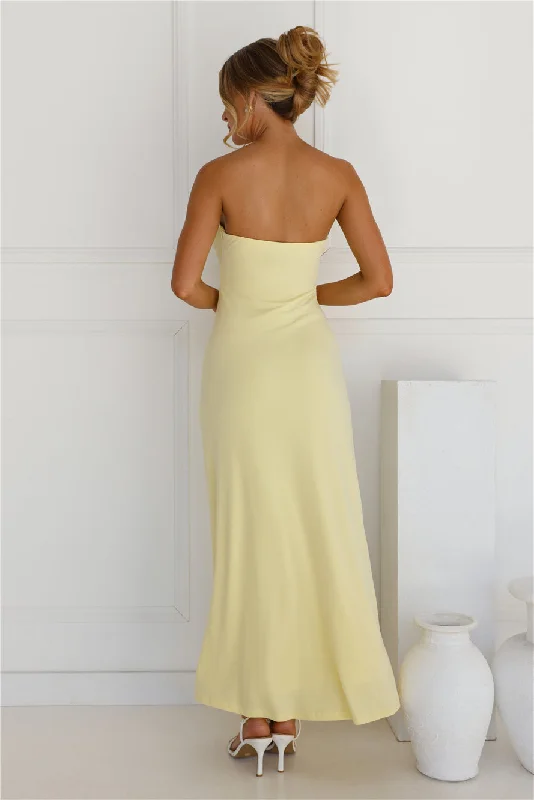 Temperature Rising Strapless Maxi Dress Yellow