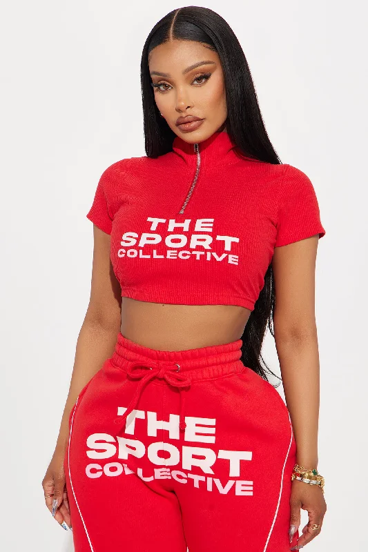 The Sport Collective Zip-Front Top - Red