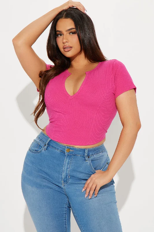 Valentina Plunge Crop Top - Fuchsia