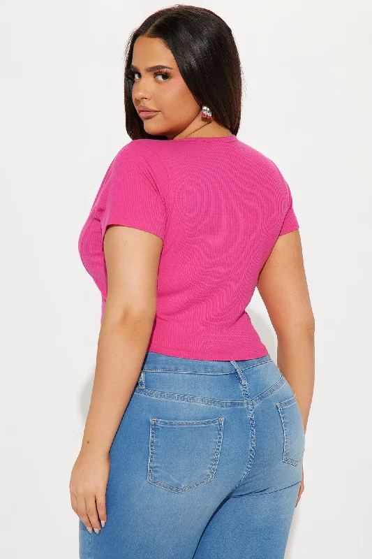 Valentina Plunge Crop Top - Fuchsia