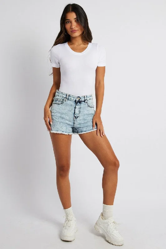 White Bodysuit Short Sleeve Crew Neck Seamless