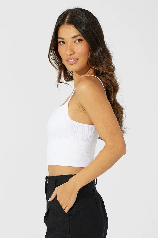 White Bralette Round Neck Seamless