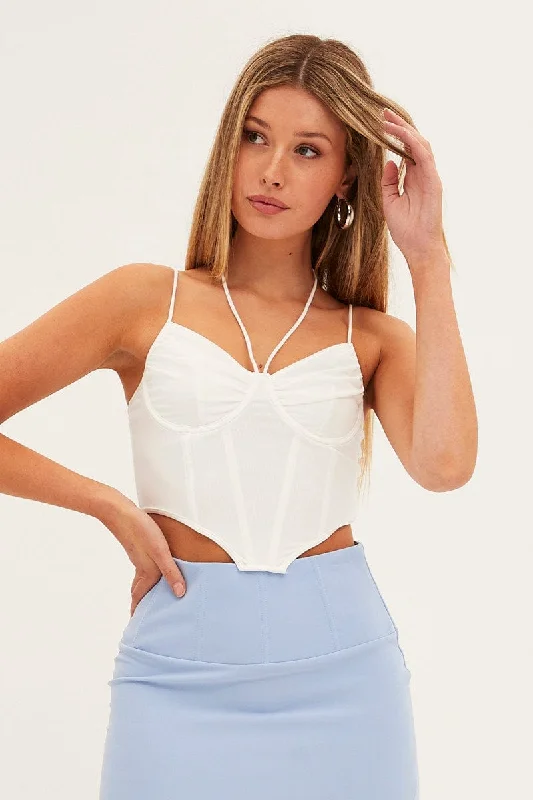 White Ruched Corset Top