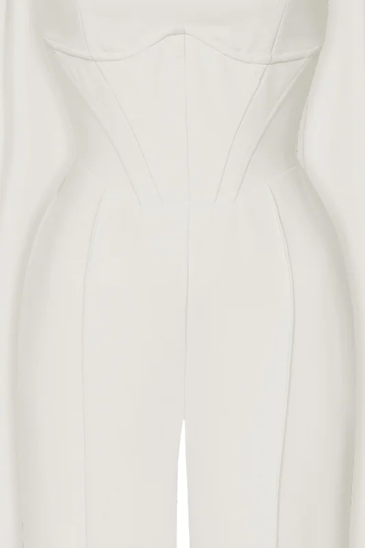 Winnie | White Corset Cami Jumpsuit With Statement Drape