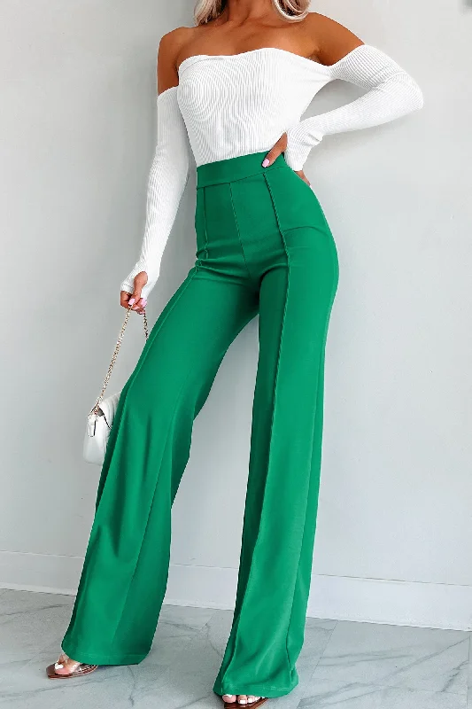 Work Talk High Waist Dress Pant (Kelly Green)