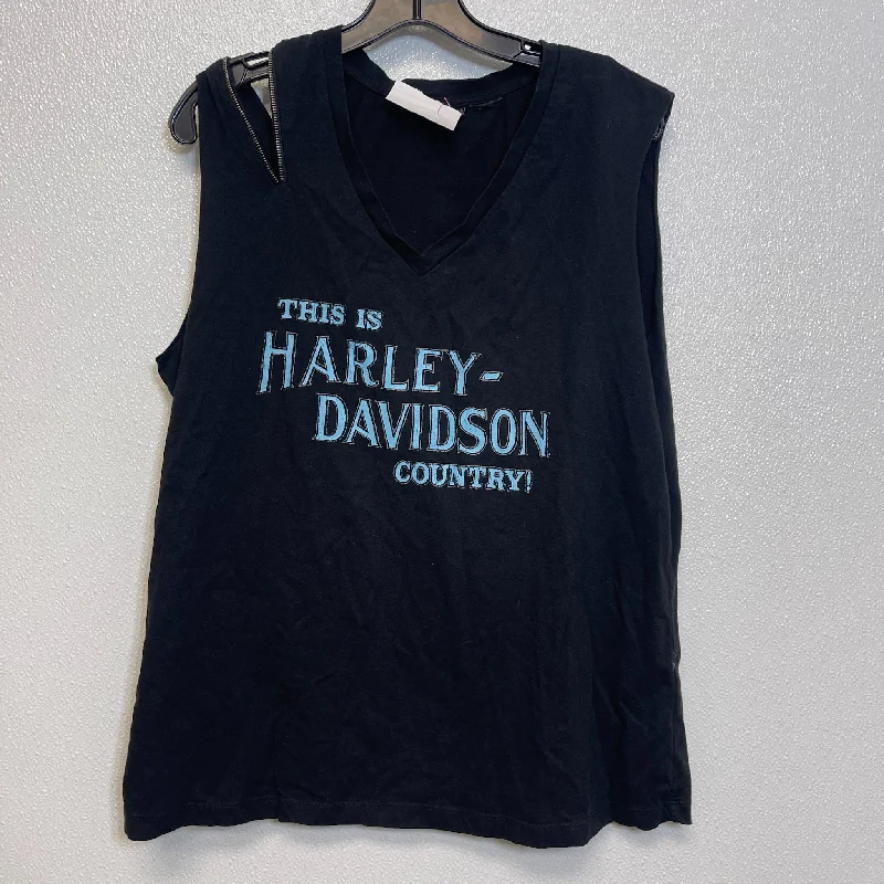 Black Top Sleeveless Basic Harley Davidson, Size L