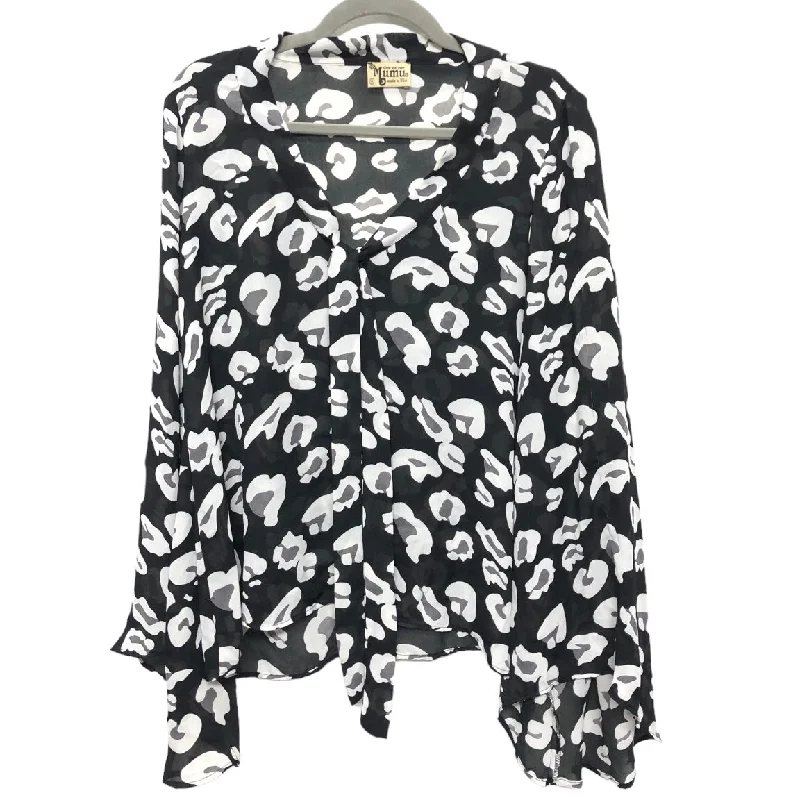 Black & White Blouse Long Sleeve Show Me Your Mumu, Size M