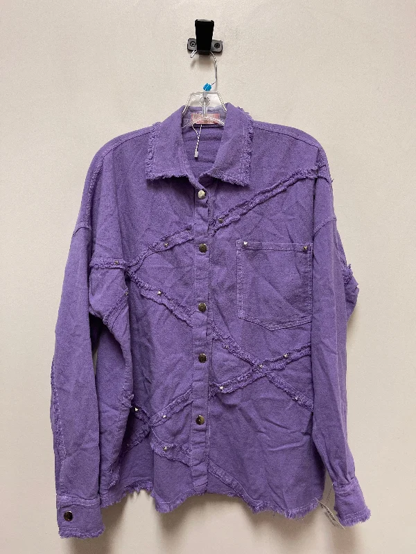 Blouse Long Sleeve By Clothes Mentor In Purple, Size: Xl