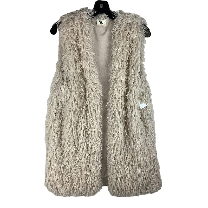 Cream Vest Faux Fur & Sherpa Hip, Size M