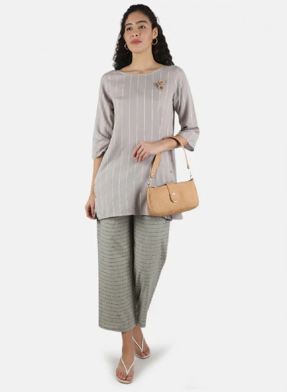 Women Beige Plain Coordinate Set