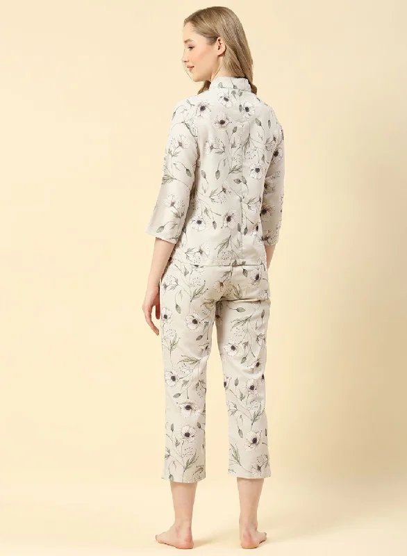 Women Beige Printed CoordiNAte Set