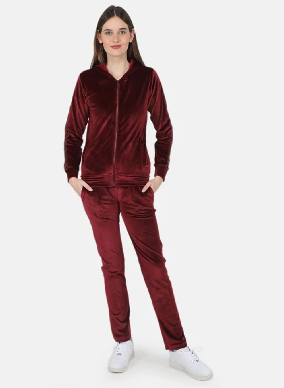 Women Maroon Self Design CoordiNAte Set