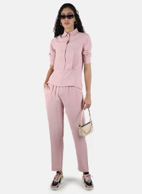 Women Pink Stripe Coordinate Set