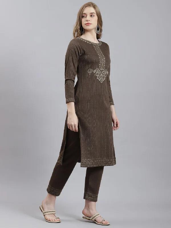 Women Beige Self Kurti+Lower Set